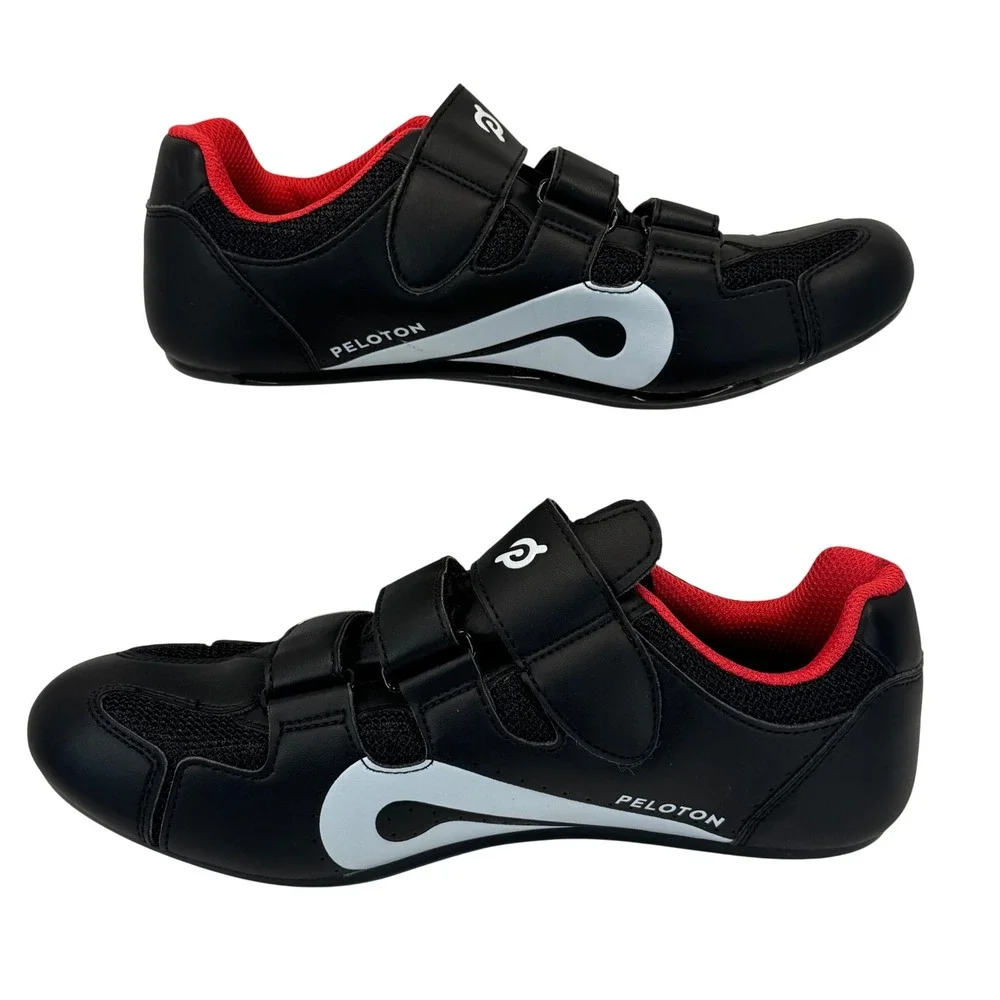 Peloton Cycling Shoes Black Red White Synthetic Indoor Spin Bike Sz 40 Men 7 7.5